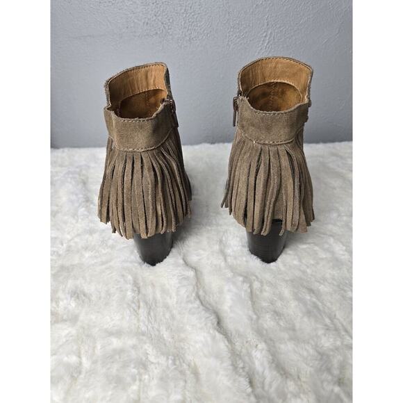 Sofft Winters Havana Brown Ankle Bootie Western Fringe Suede Leather 8 Boho - Picture 3 of 8